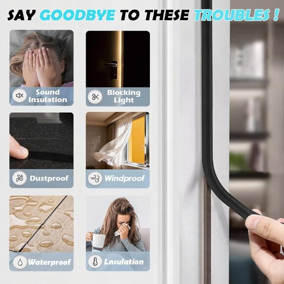 20FT Weather Stripping Door Seal - Self Adhesive Weather Insulation Strip Weathe - Picture 2 of 7